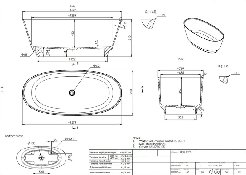Bañera exenta Solid Surface moderna MARELIS