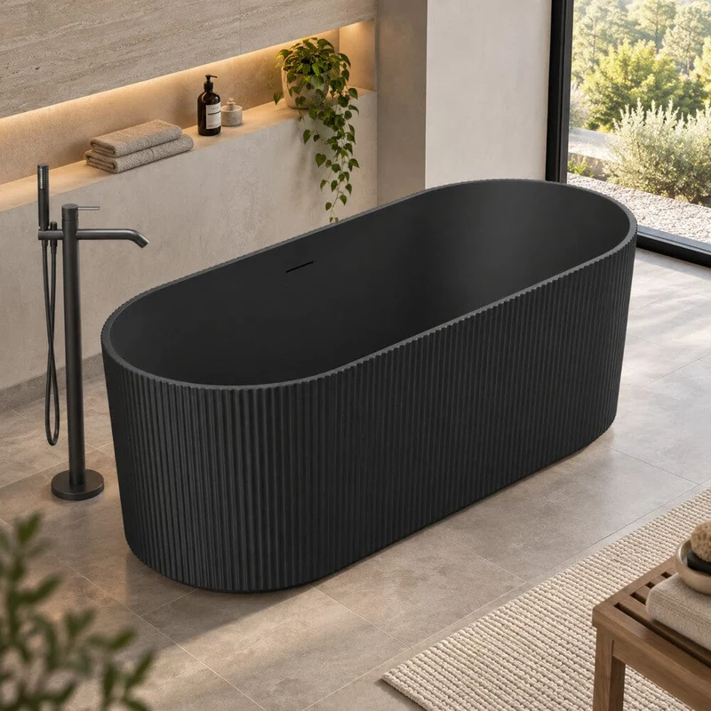 Bañera exenta CANADA acanalada negro mate