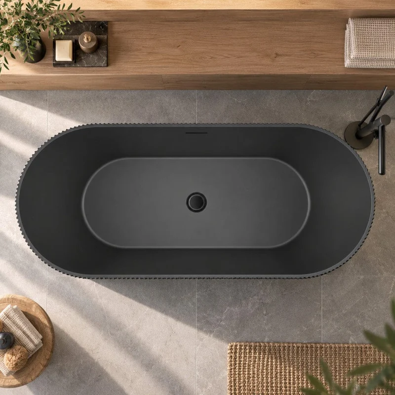 Bañera exenta CANADA acanalada negro mate