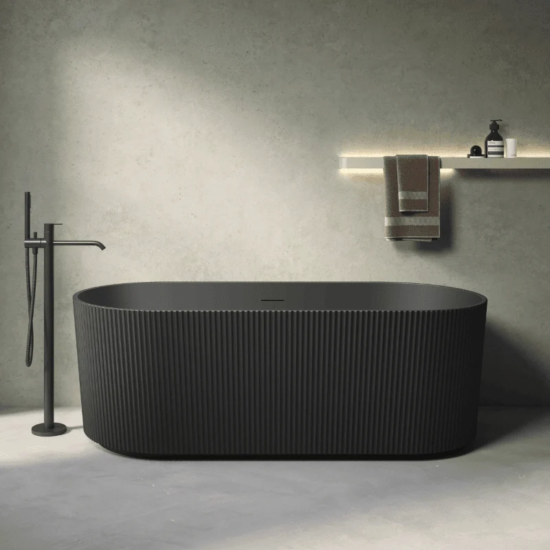 Bañera exenta CANADA acanalada negro mate