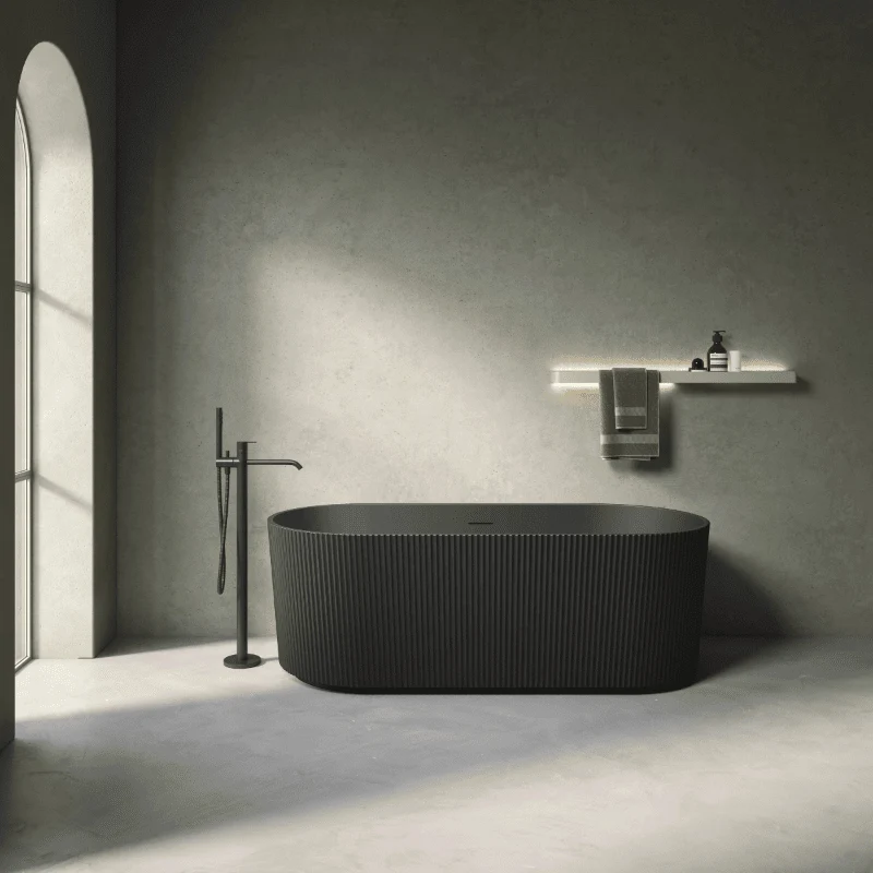 Bañera exenta CANADA acanalada negro mate