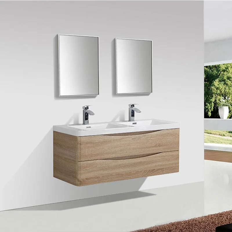 Mueble Lavabo + Lavabo Doble 120 cm MONTADO - Roble Claro PIACENZA