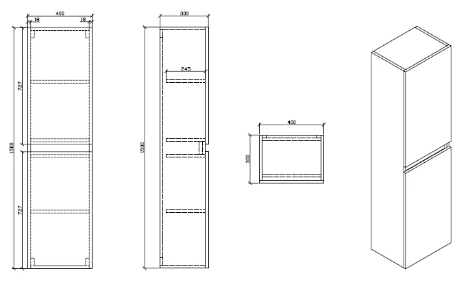 Mueble auxiliar columna 150cm SIENA tinte Roble