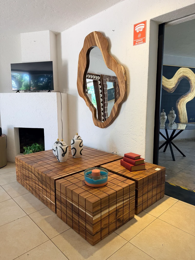 Set 3 mesas cubo parota para sala