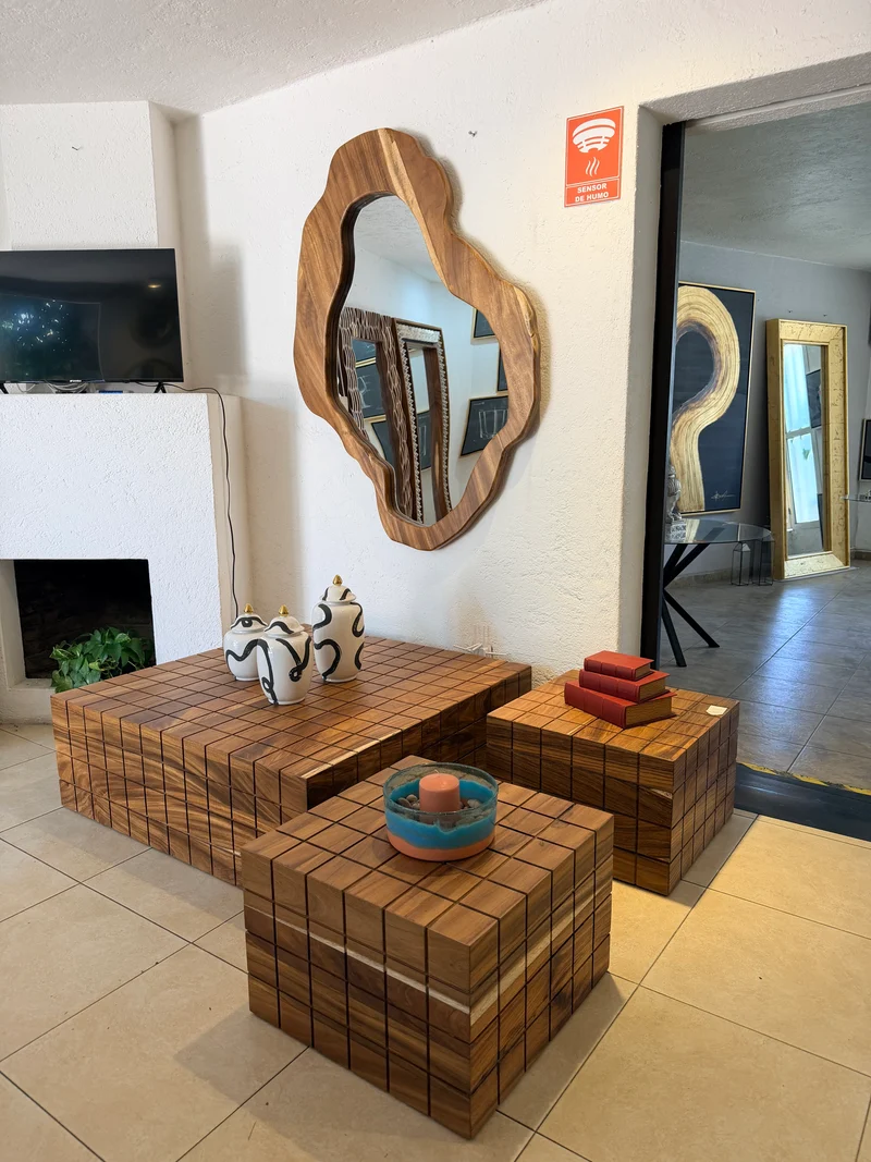 Set 3 mesas cubo parota para sala