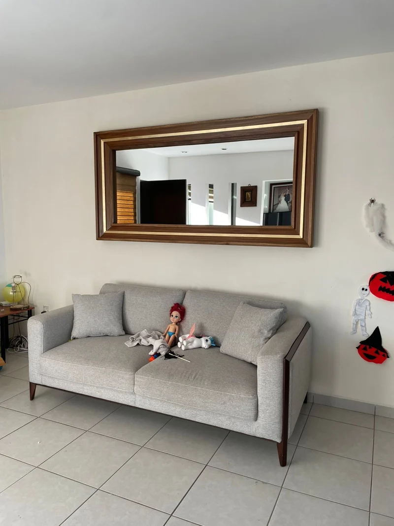 Espejo Decorativo Líneas Parota oro
