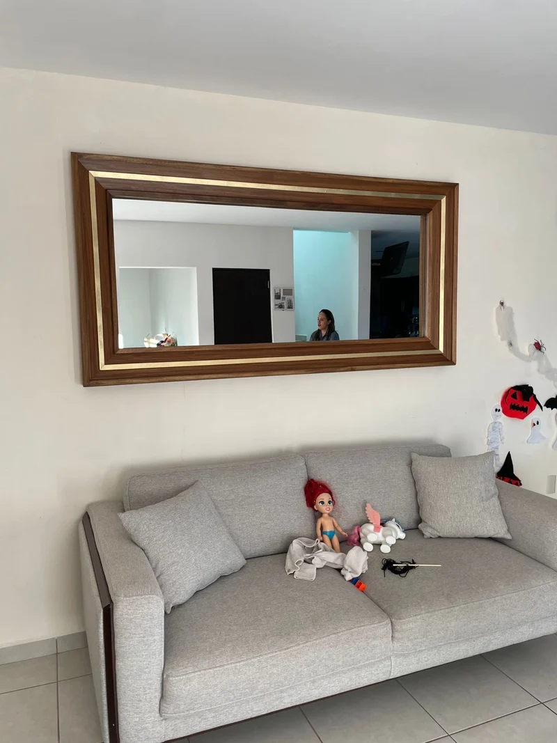 Espejo Decorativo Líneas Parota oro