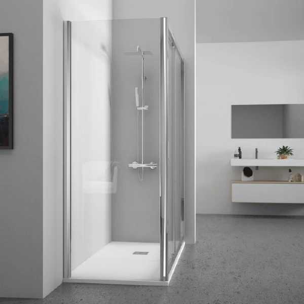 Mampara de ducha frontal + Puerta Corredera JOHNSON