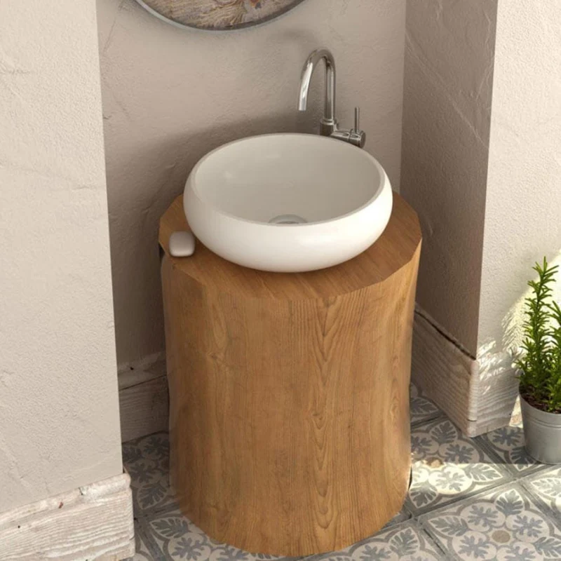 Lavabo redondo para encimera en piedra sintética RONDO
