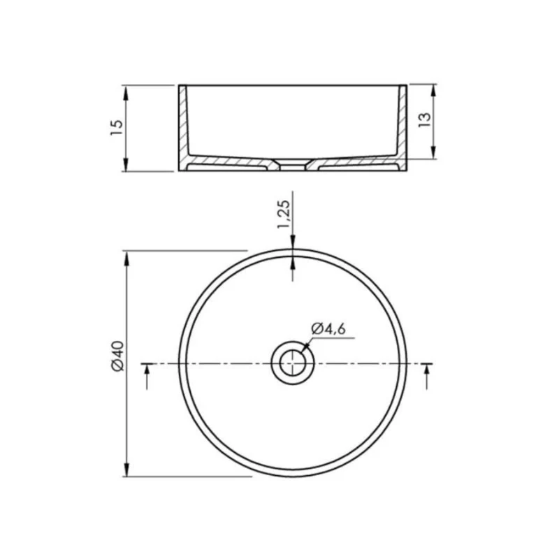 Lavabo redondo para encimera en Sanydur LUCENA