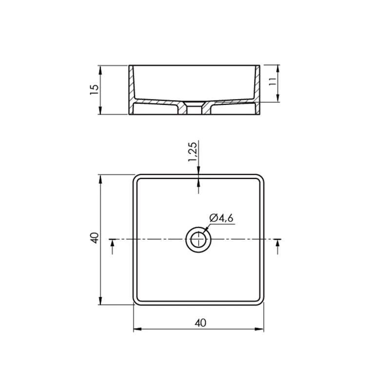 Lavabo cuadrado para encimera en Sanydur ARTANA