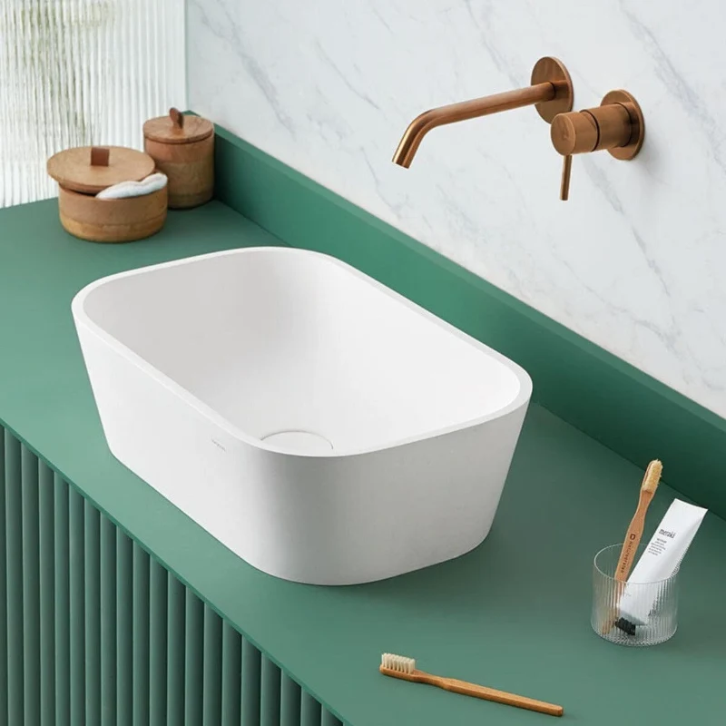 Lavabo rectangular para encimera en Solid Surface RUST