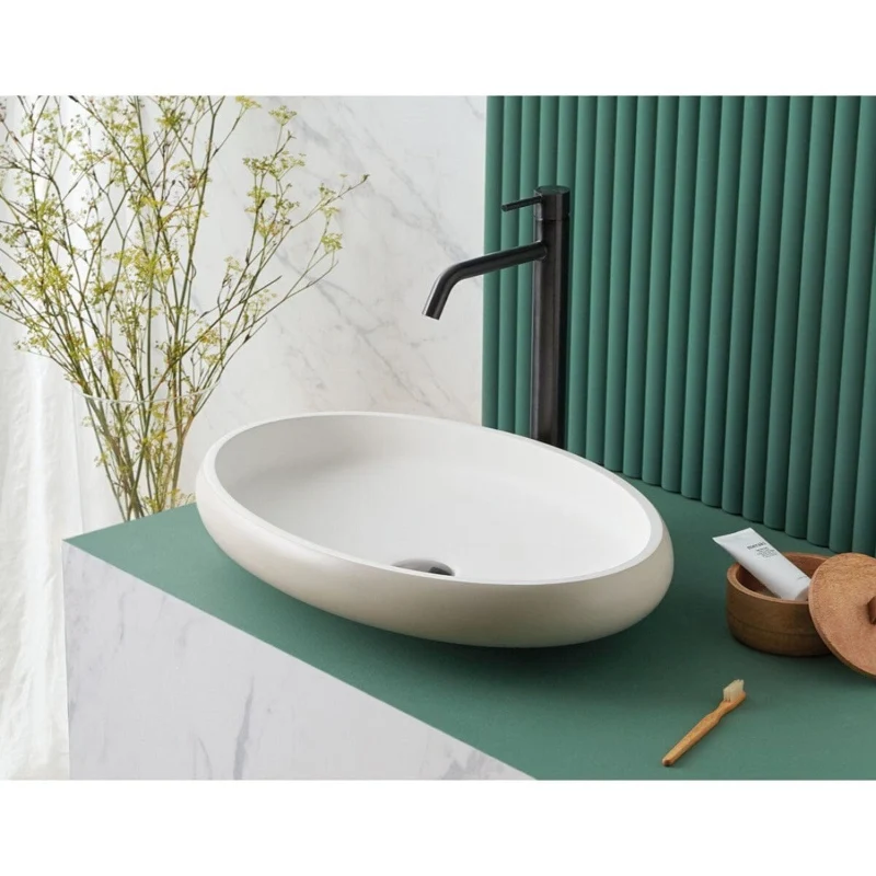 Lavabo ovalado para encimera en Sanydur ESLIDA