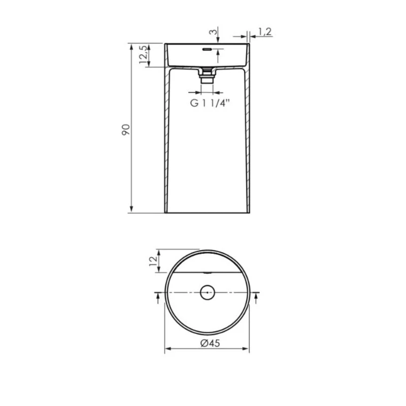 Lavabo con columna de diseño VISTABELLA