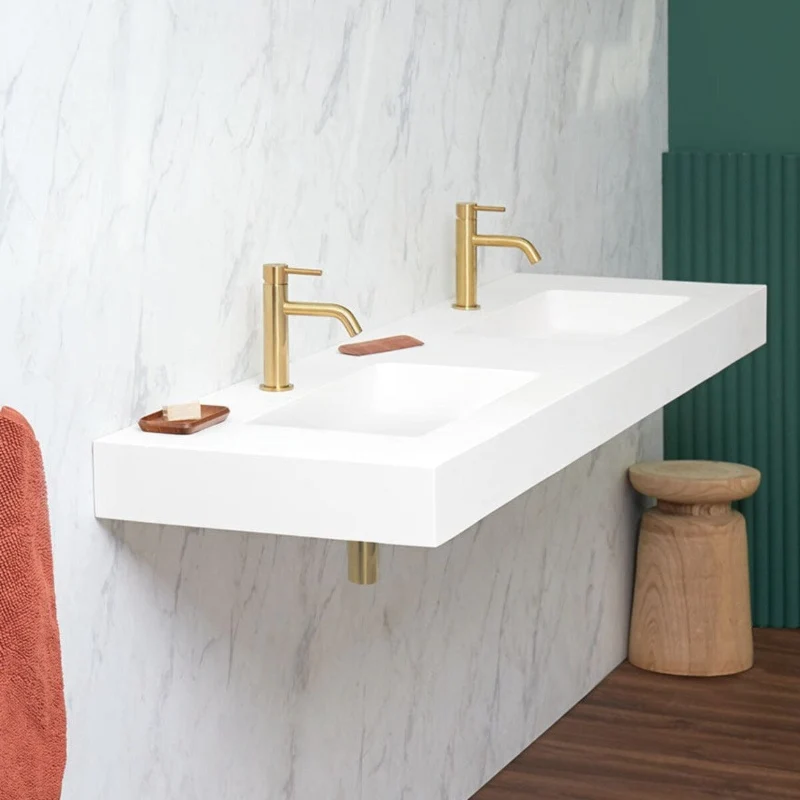 Lavabo doble o simple suspendido en Sanydur CARDIFF MURO