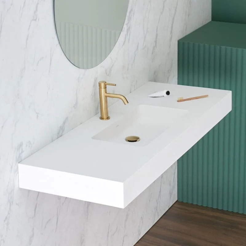 Lavabo doble o simple suspendido en Sanydur CARDIFF MURO