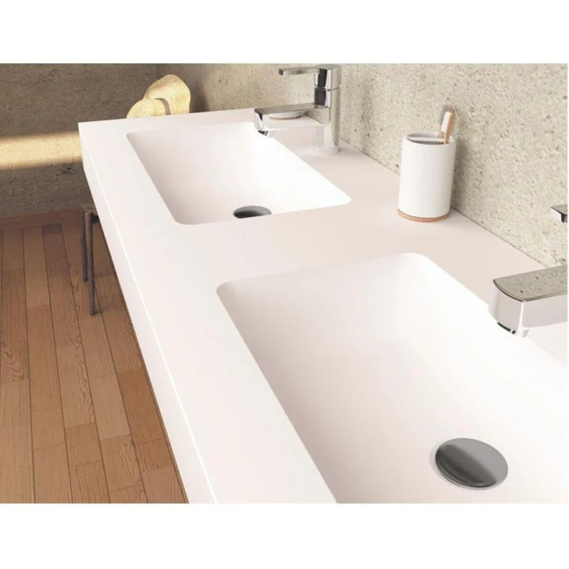 Lavabo doble o simple suspendido en Sanydur CARDIFF MURO