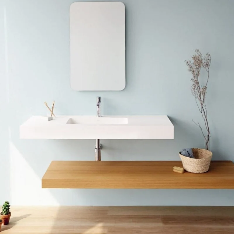 Lavabo doble o simple suspendido en Sanydur CARDIFF MURO