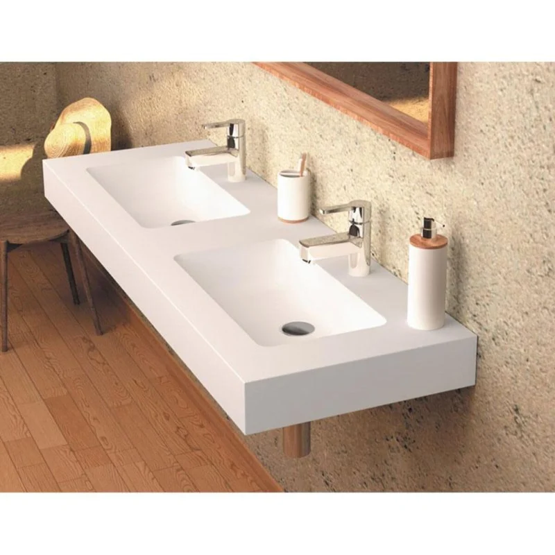 Lavabo doble o simple suspendido en Sanydur CARDIFF MURO