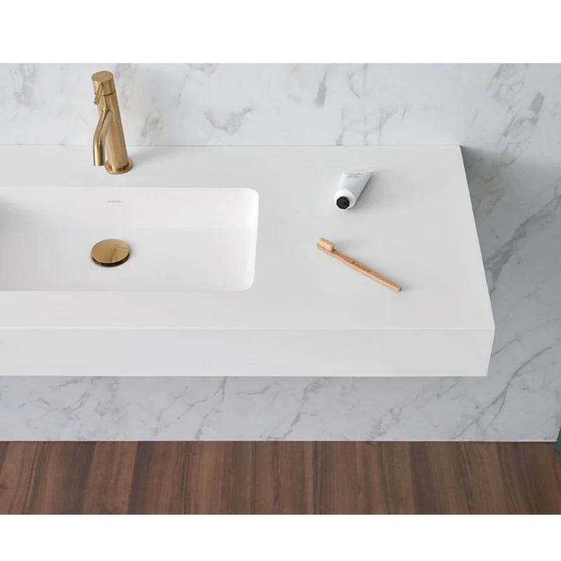 Lavabo doble o simple suspendido en Sanydur CARDIFF MURO
