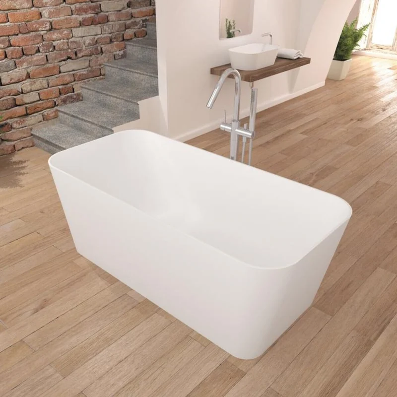 Bañera tipo isla de diseño rectangular en Sanydur RUST