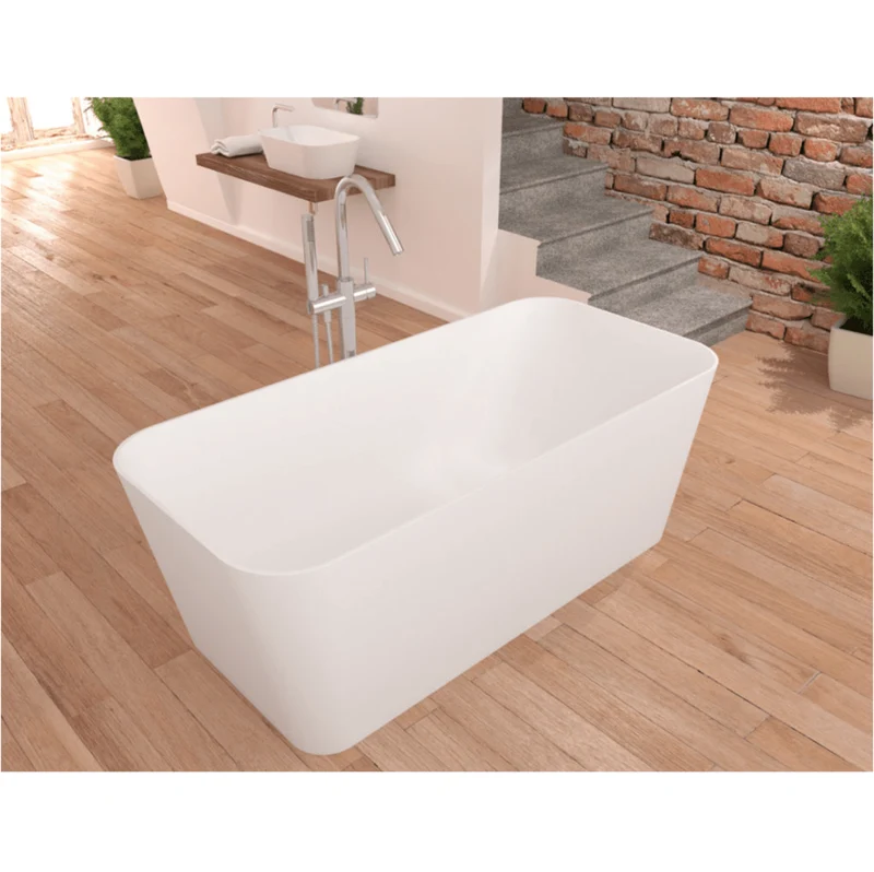 Bañera tipo isla de diseño rectangular en Sanydur RUST