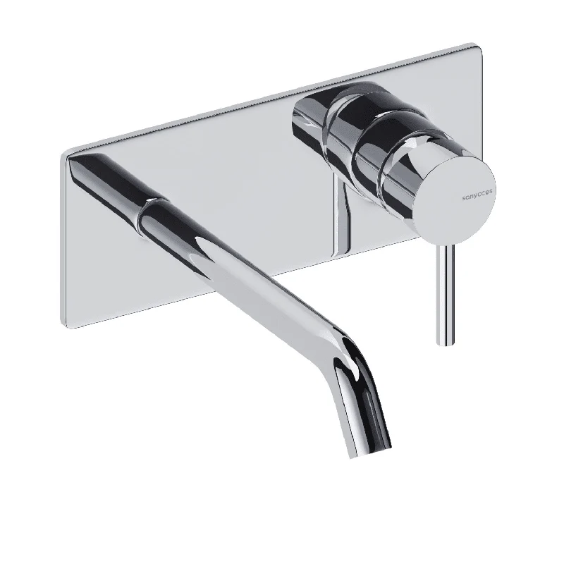 Grifo monomando mural con placa LOOP en 6 colores