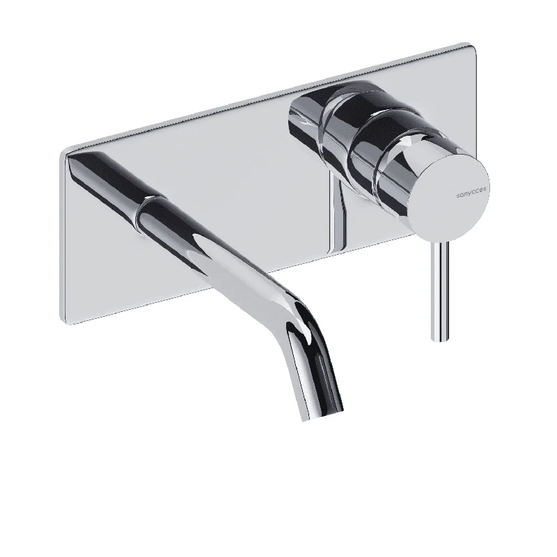 Grifo monomando mural con placa LOOP en 6 colores
