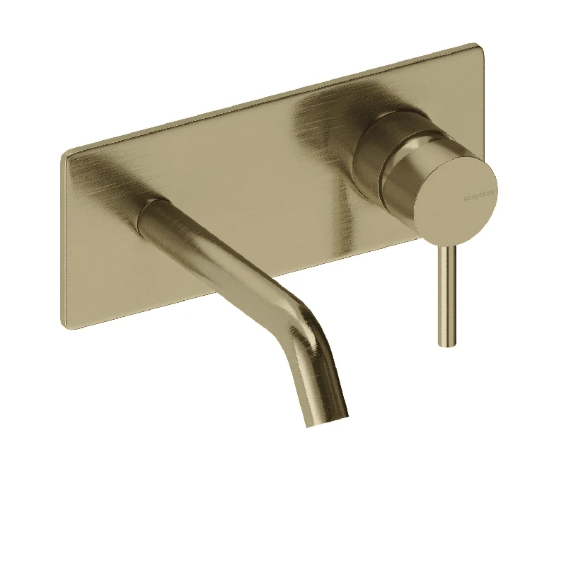 Grifo monomando mural con placa LOOP en 6 colores