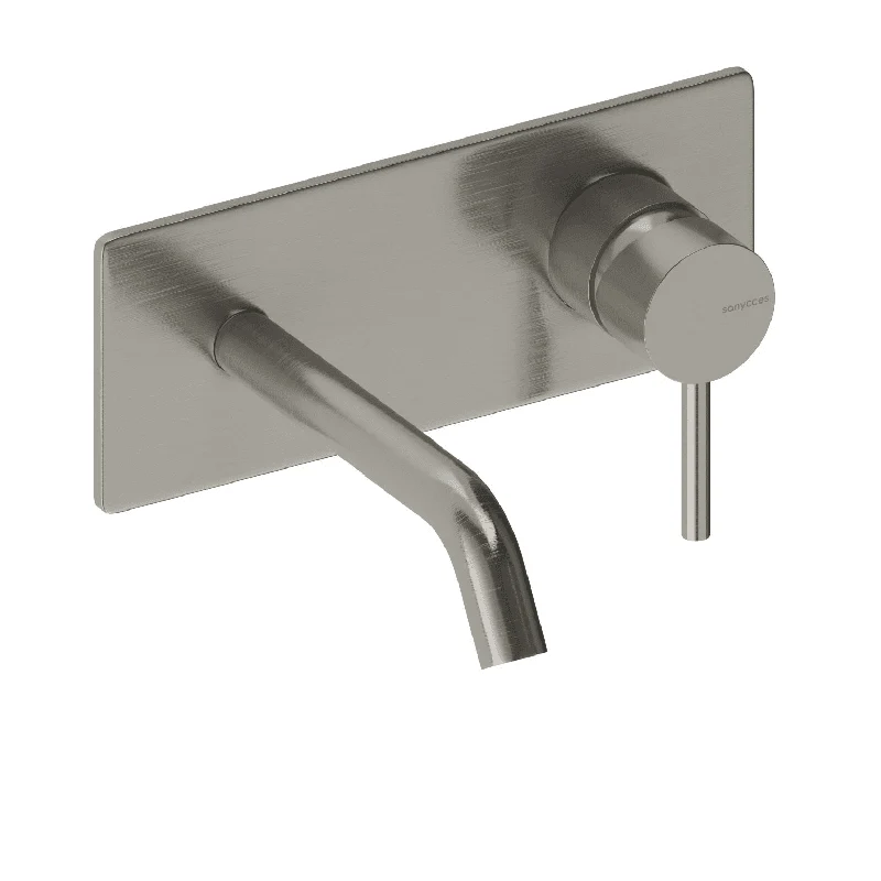 Grifo monomando mural con placa LOOP en 6 colores