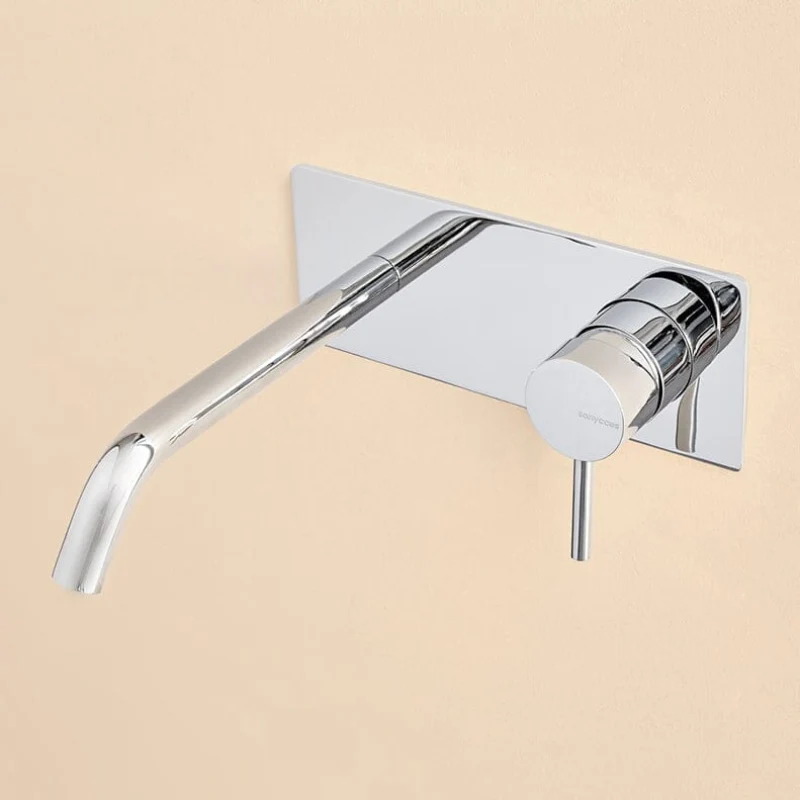 Grifo monomando mural con placa LOOP en 6 colores