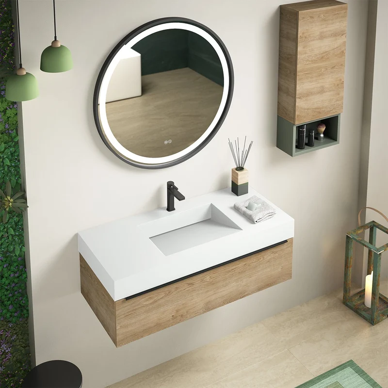 Lavabo solid surface con faldón Iris