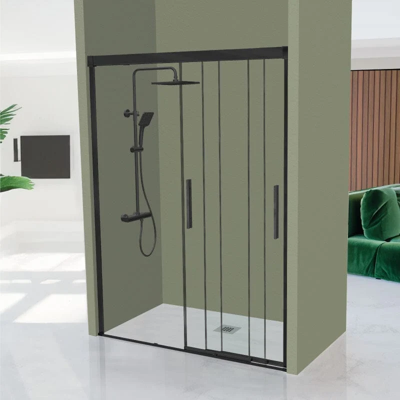 Mampara de ducha frontal 3 Puertas Correderas ESTRELLA Negro