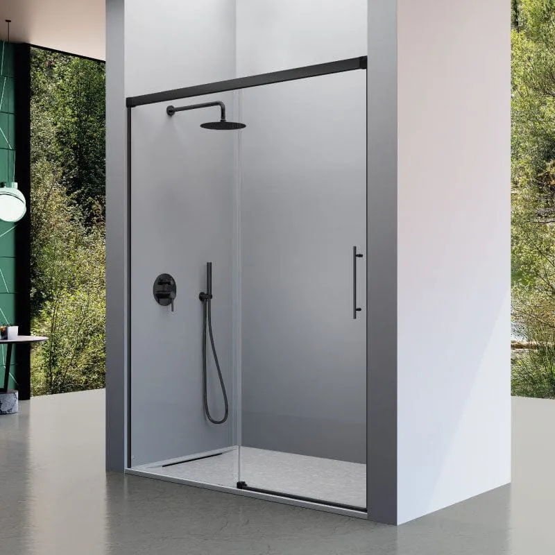 Mampara de ducha frontal + Puerta Corredera URBAN Negro