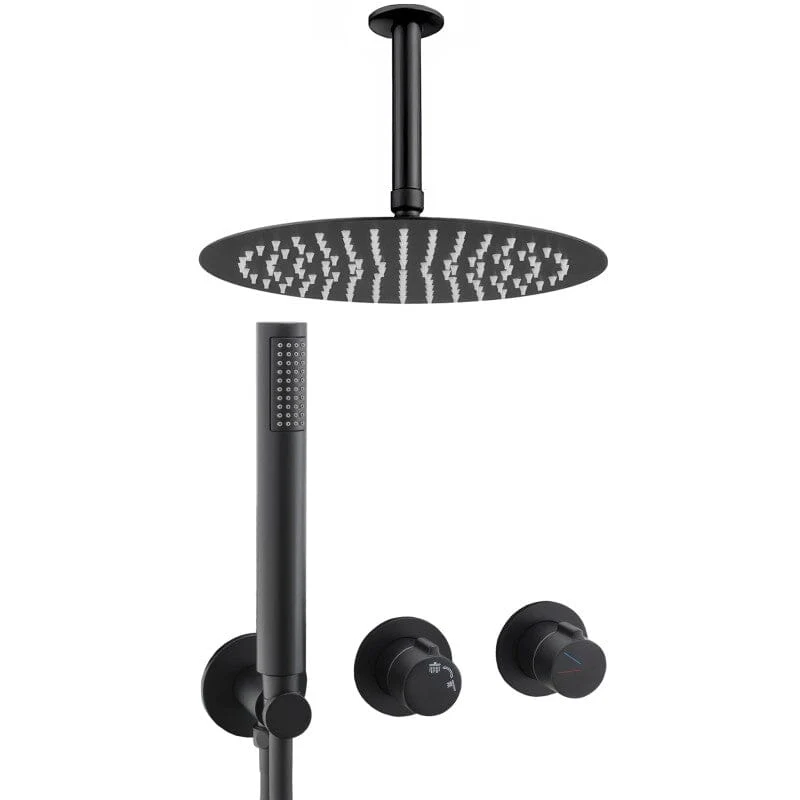 Conjunto de ducha monomando empotrada a techo GRAMOLA negro mate