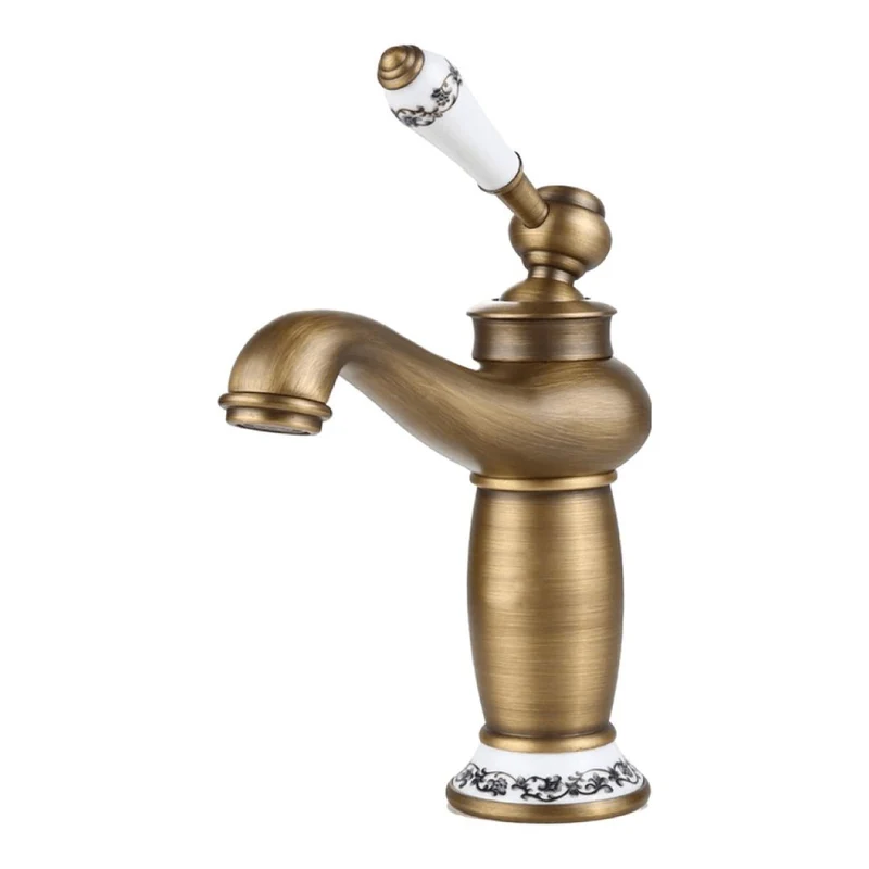 Grifo lavabo monomando retro FLORINA dorado envejecido