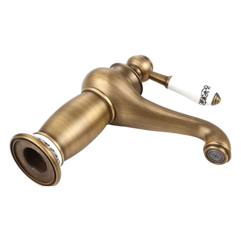 Grifo lavabo monomando retro FLORINA dorado envejecido