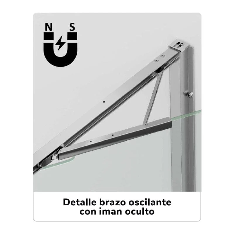 Mampara de ducha frontal abatible + Lateral fijo PRISMA Negro