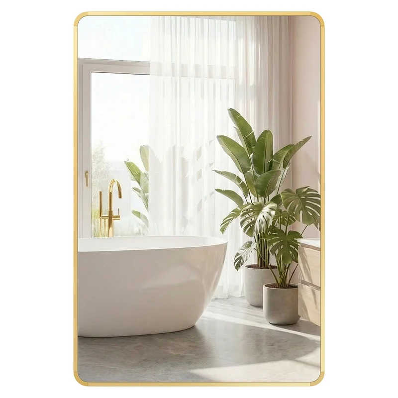 Espejo de baño rectangular con marco resistente