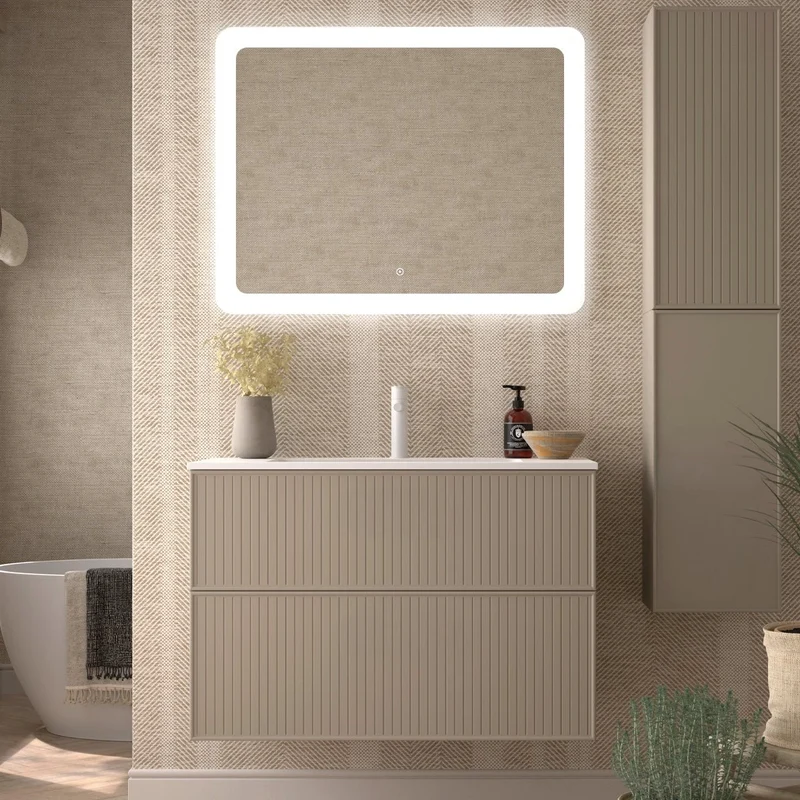 Mueble baño rayas Blanca
