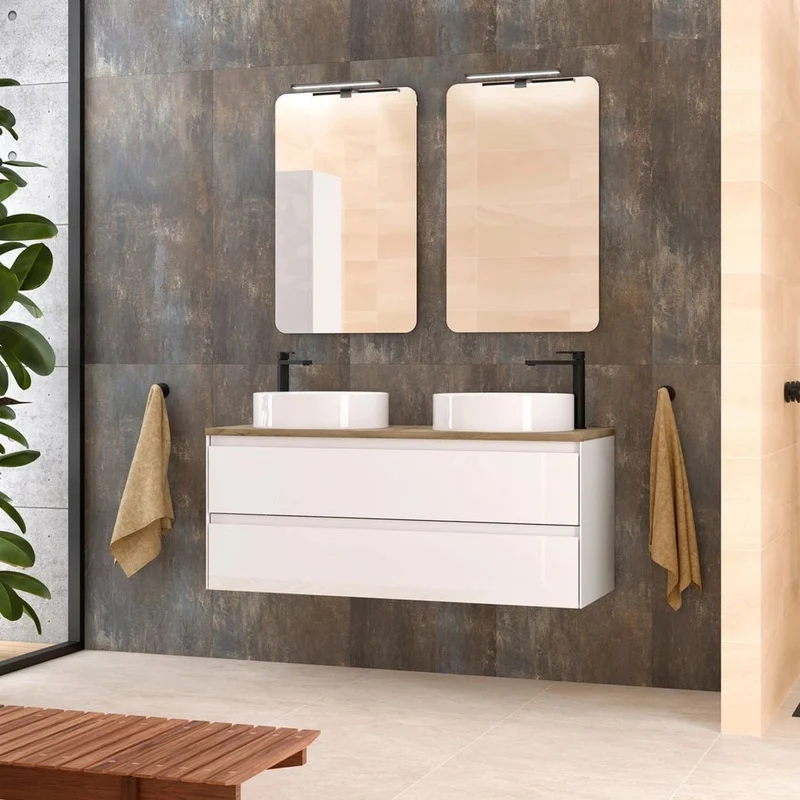 Mueble baño colgado doble seno Praga
