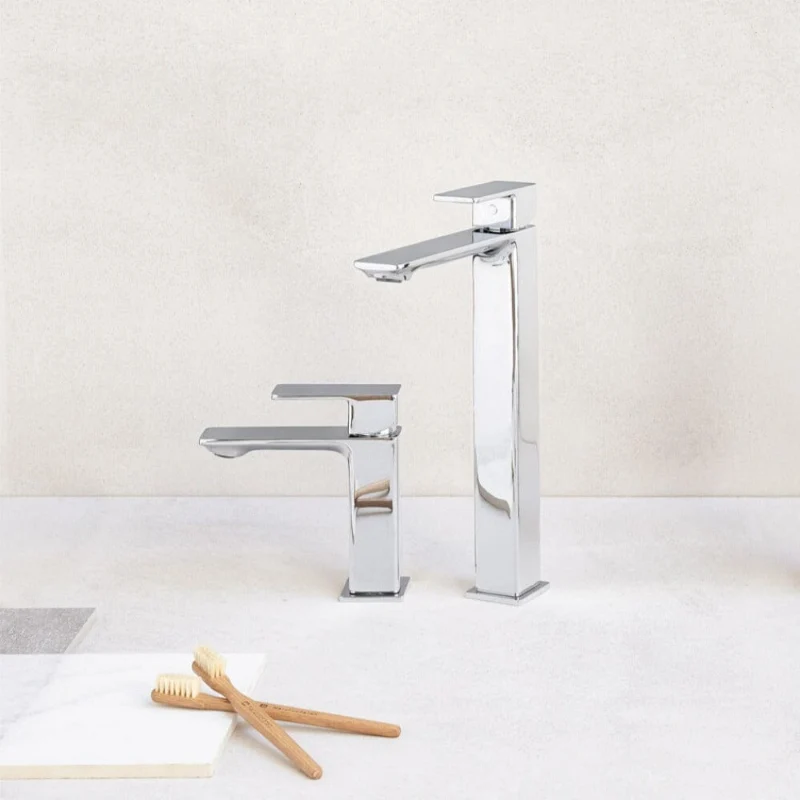 Grifo monomando alto para lavabo CUBO 2 colores