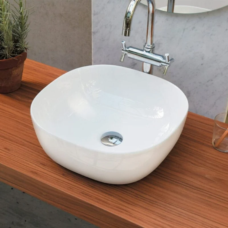 Lavabo de encimera cuadrado en cerámica PALERMO
