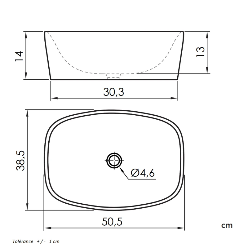 Lavabo sobre encimera rectangular de cerámica BALTA