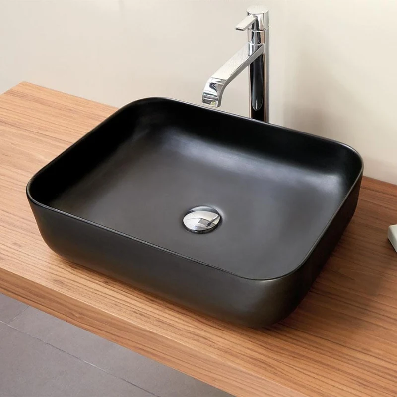 Lavabo sobre encimera rectangular en cerámica CATANIA negro