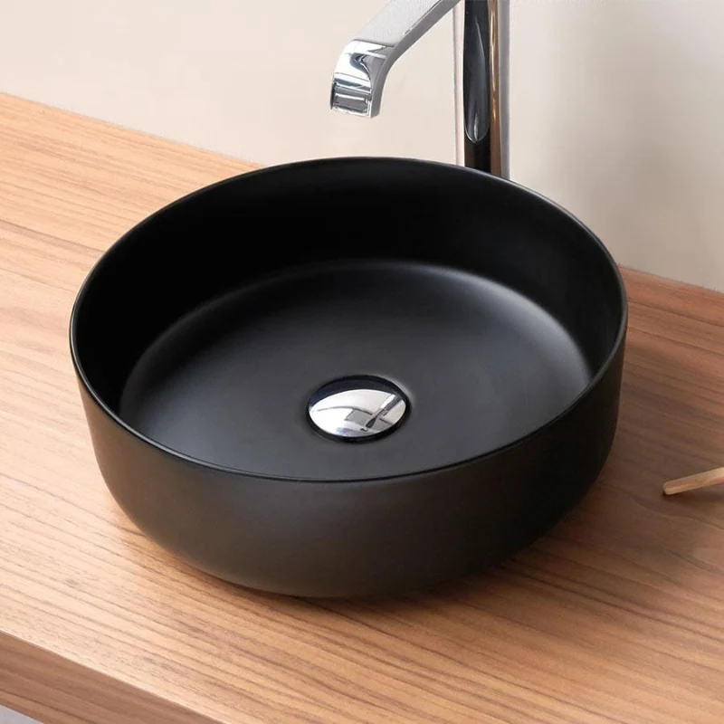 Lavabo sobre encimera redondo en cerámica MARSALA negro