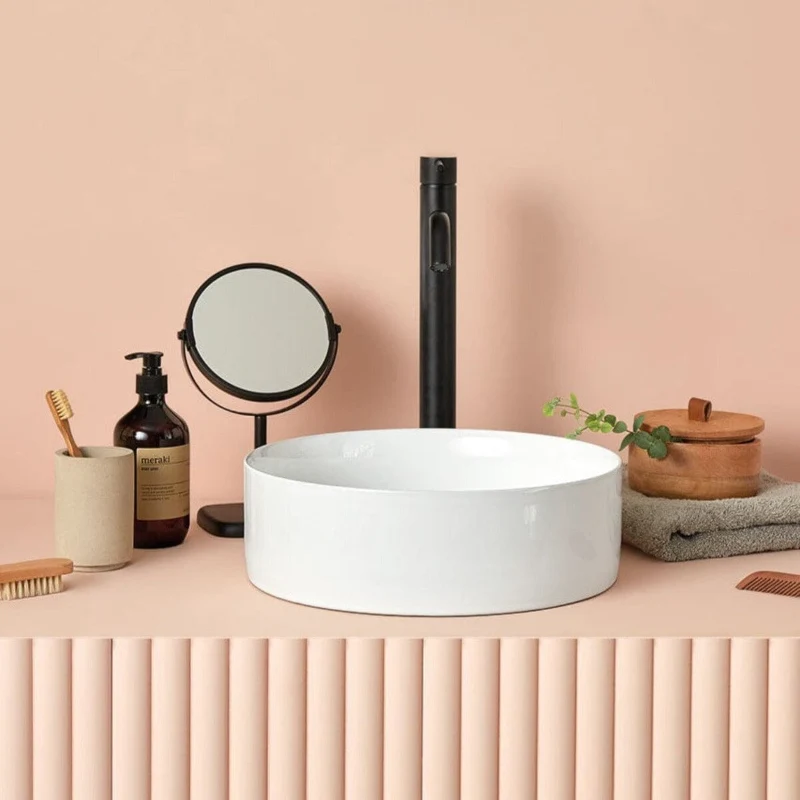 Lavabo sobre encimera redondo en cerámica MARSALA blanco