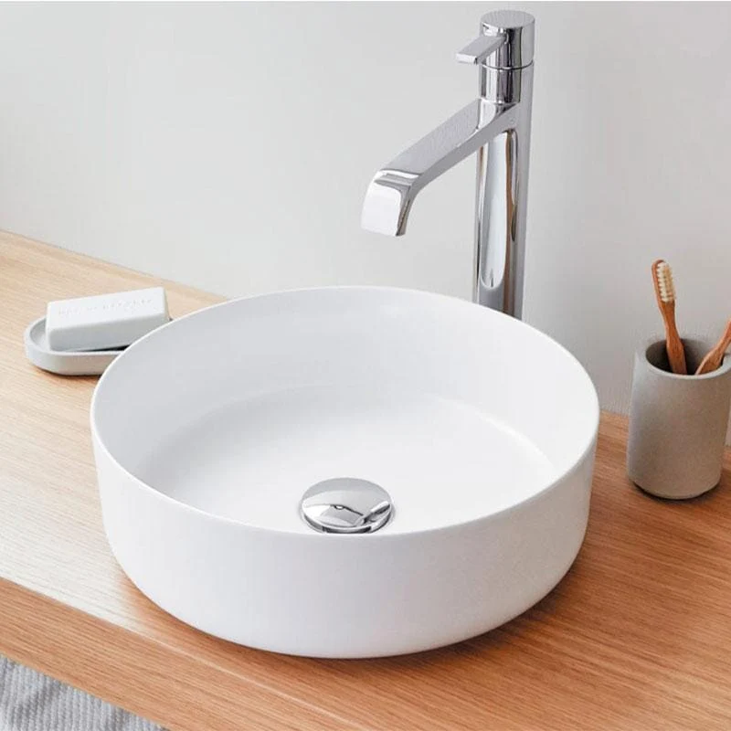Lavabo sobre encimera redondo en cerámica MARSALA blanco