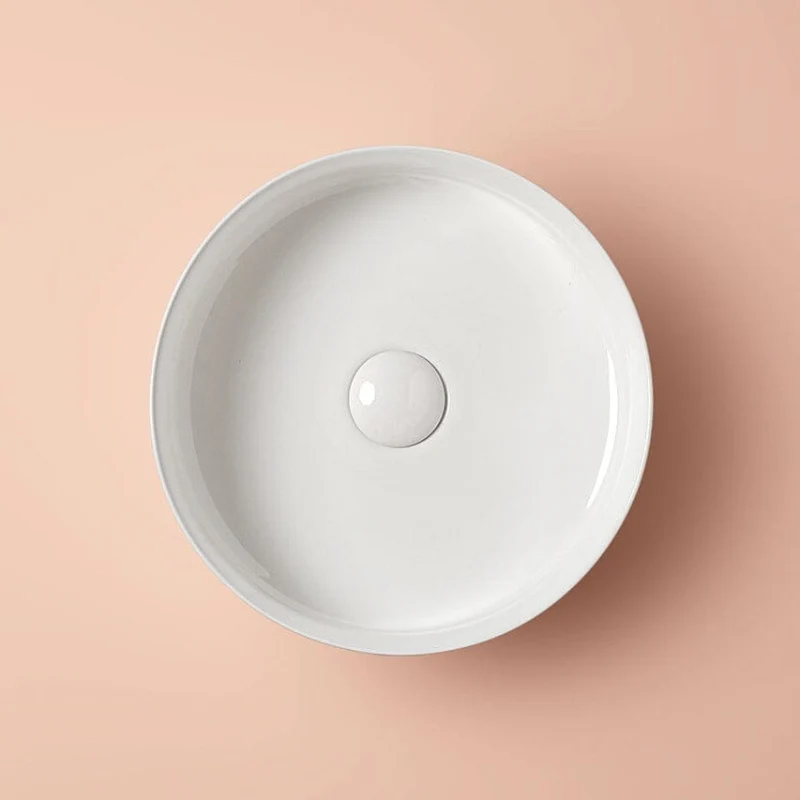 Lavabo sobre encimera redondo en cerámica MARSALA blanco