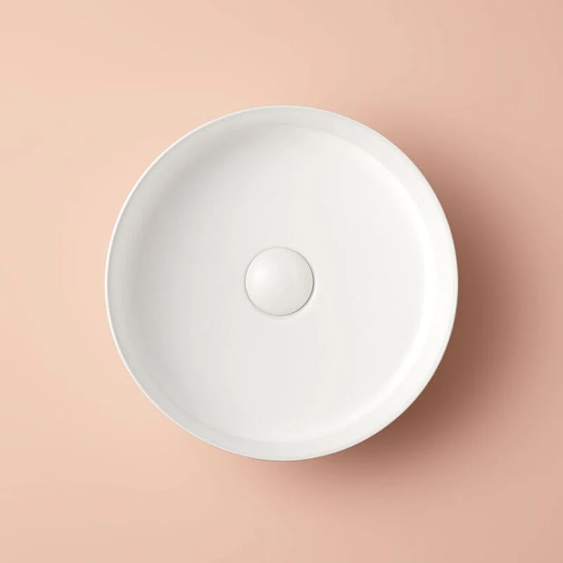 Lavabo sobre encimera redondo en cerámica MARSALA blanco